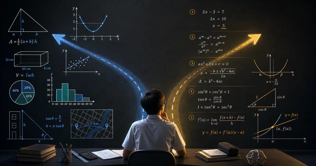Secondary 2 student comparing applied E Math with the structured algebra and calculus path in A Math